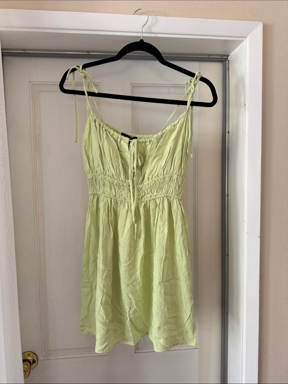 Forever 21 Light Green Tie-Shoulder Smocked Camisole Dress